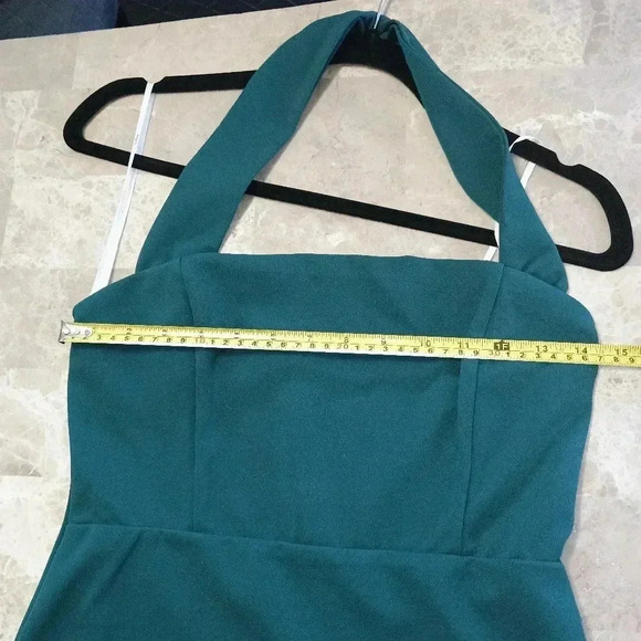 Lulus Elegant Behavior Emerald Green Halter Mermaid Maxi Dress Prom Formal - Picture 11 of 13